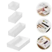 4 Pcs Office Desk Drawer Dividers Interlocking Desk Trays Divided Acrylic Drawer