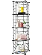 [SOGA] Modular Grid Space Portable 4 Tier Cube Storage in Black