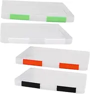 Angoily 4Pcs File Organizer Box Transparent Storage Case for Photos Documents Certificates Portable Travel Id Holder Practical Office Supplies Colors Fluorescent