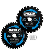 5.5 24/36T Circular Saw Blade, Carbide, Thin Kerf, Black Ice, 2-Pack