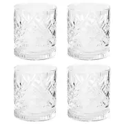 Gibson Home 4 Piece 13 Ounce Diamond Embossed Double Old Fashioned Glassware Set