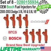 NEW OEM x8 Bosch Best Upgrade Fuel Injectors for 2000-03 Dodge Ram 1500 Van 5.9L