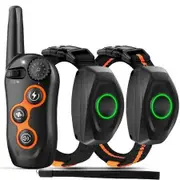 IPX7 Waterproof Anti Bark 2 Dogs Electric Shock Collar with 1300ft Remote Range Training Control, Beep Vibration Shock 3 Training Modes, Rechargeable Ecollar for Small Medium Large Dogs