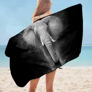 Black and White Elephant Photo Microfiber Beach Towel