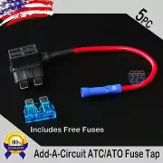 5pc 16 Gauge Copper Add-A-Circuit ATC/ATO Blade Piggy Back Style Fuse + 1A - 40A