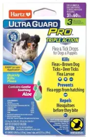 Lot of 3 X Hartz Ultra Guard Flea & Tick Drops Dogs 31-60 Lbs.