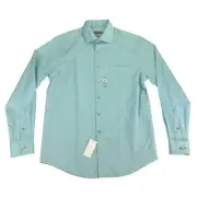Van Heusen Mens Stain Shield Regular Fit Dress Shirt Teal Blue 15-15.5 34/35