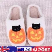 Halloween Pumpkin Cat Slippers Fuzzy Pumpkin Slippers Anti Slip for Men Women