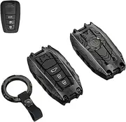 Heavy Key Fob Cover Case Protector for Toyota, Keychain, Accessories for Toyota 2020-2024 Highlander 2018-2024 RAV4 Camry C-HR Corolla Avalon Prius GT86 (Type-B Black)