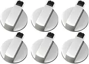 6pcs Gas Hob Knobs, 6mm Gas Stove Oven Replacement Universal Metal Rotary Switch Control Knobs for Kitchen Cooker Cooktop