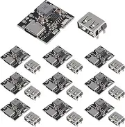 DWEII 10PCS Type-C USB 5V 2A Boost Converter Step-Up Power Module Lithium Battery Charging Protection Board LED Display USB for DIY Charger (no Welding Version)