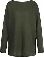 [Kufoo] Round Neck Long Sleeve Knitted Top Breathable Stretchy Long Sleeve Knitted Top For Vacation