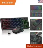 87 Keys Wireless RGB Gaming Keyboard and Mouse Combo with Rechargeable Battery