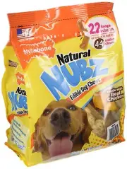 Nylabone (Pack of 2) Natural Nubz Edible Dog Chews 22ct. (2.6lb/Bag) -Total