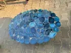 Blue Geode Agate Stone Coffee Table Top, Oval Agate Stone Center Living Room Top