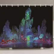 Blue Purple Spirit Cave 3D Shower Curtain Waterproof Fabric Bathroom Decoration