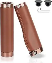 HANEVEAR Bike Handlebar Grips, 1 Pair Ergonomic Comfort Bike Grips | Vinyl Leather Grips, Double Lock-on Hand-Stitched Bicycle Handlebar Grips for MTB, BMX, E-Bike, Mountain Bike