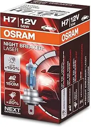 OSRAM 64210NL Night Breaker Laser H7, Next Generation, +150% More Brightness, Halogen Headlamp, 12V, Passenger Car, Folding Box, Set of 1