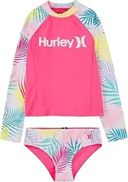 [Hurley] Girl's Hrlg 2 Piece Rashguard Set Two Piece Swimsuit