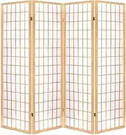 Artiss Room Divider, 4 Panel Folding Wooden Privacy Portable Screen Shelf Dividers Partition Wall Screens Home Pet Child Indoor Balcony Bedroom Furniture, Separator Water-Resistant Natural