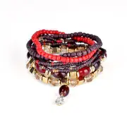 2Pcs Women's Bohemian Bracelet Colorful Multilayer Beads Charming Bracelet