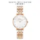 Daniel Wellington 手錶 Petite Melrose Lumine 28mm 星辰貝母盤珠寶式錶鏈-白錶盤-玫瑰金框(DW00100613)