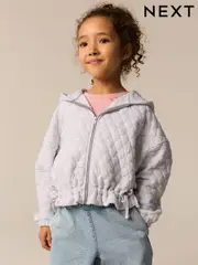 Grey Quilted Zip Through Hooded Jacket (3-16yrs) (E61688) | $50 - $63