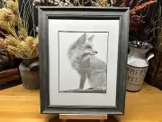 Drawing of a Fox Wildlife Nature Graphite Pencil Art Sketch Picture Print
