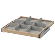 KOMPLEMENT pull-out tray with divider, white stained oak effect/light grey, 50x58 cm