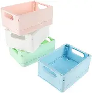 CRILSTYLEO 4Pcs Decorative Tabletop Storage Bins Small Folding Crates for Organizing Cosmetics and Sundries Stackable and Lightweight Design