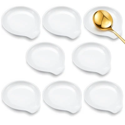Irenare 8 Pcs Ceramic Spoon Rest, White, 3.74 x 3.54 Inch, Dishwasher Safe, K...