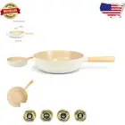 FIKA 10-Inch Nonstick Wok with Wooden Handle - Induction Ready Cooking Essential