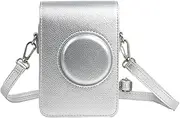 Buziba Protective Case for Fujifilm Instax Mini EVO Instant Camera PU Leather Storage Bag with Adjustable Shoulder Strap(Silver)