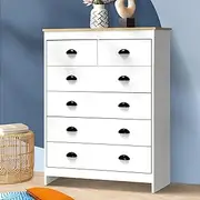 Oikiture Chest of Drawers Bedroom with 6 Storage Drawers White