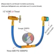 Car AC R1234YF Refrigerant Charge Hose, Low Side Adapter with Manifold Gauge Kit