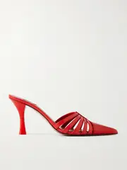 [Paris Texas] Paris Texas - + Nadia Lee Cohen Patent And Snake-effect Leather Mules - Red - IT36 IT 36 Red