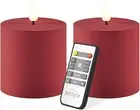 Smtyle 4X4 Red Candles Pillar Flameless Set of 2 Flickering LED Battery Operated