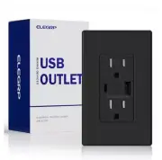 ELEGRP 4.2 Amp Type A + Type C USB Charger Wall Outlet, 15 Amp Outlet (1 Pack)
