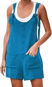 [Generic] Yoga Jumpsuits for Women Women's Casual Summer Cotton Linen Rompers Overalls Jumpsuit Shorts Jumpsuits Sleeve Women