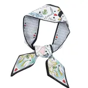 2PCS Flower Print Designer Scarves Double-sided Silk Scarf For Women Long Fashion Hairband Bag Strap Wrist Decoration