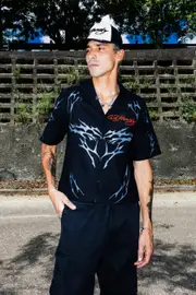 [ED HARDY] Ed Hardy Techno Button Up Shirt Black - Size XL XL Black