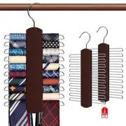 2 Pack Wooden Tie Hanger Rack with 20 Storage Hooks for Belt Scarf Tie Organizer