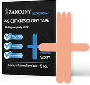 Zancony Pre-Cut Kinesiology Tape for Wrist Incredible Support for Athletic Sports Relaxing Muscles Convenient to Use Latex Free High Breathability 95% Cotton and 5% Spandex 5pcs