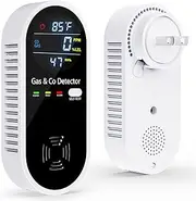 YOJOCK Carbon Monoxide & Gas Plug-In Detectors, 4 in 1 Combined Natural Gas and Carbon Monoxide Leak Detectors with Temperature and Humidity Display, Co Monitor Alarm with