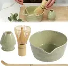 4Pcs Matcha Whisk Set Handcrafted Bamboo Matcha Whisk Set with Ceramic Matcha Bo