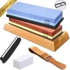 4 Grit Whetstone Knife Sharpening Kit Strop Base Guide