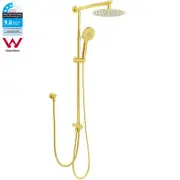 Brushed Gold Round 8/10/12'' Twin Rain Shower Head Hand Held Sliding Rail Set