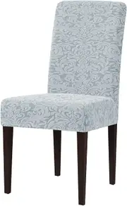 Jacquard Damask Dining Chair Slipcovers Stretch High Back Chair Protector for Kitchen (2/4/6/8pcs, Light Grey)