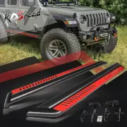 7" Oval Tube Drop Step Running Board Nerf Bar Red for 18-24 Jeep Wrangler JL 4Dr (for: Jeep)