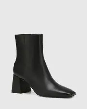 Nadia Black Leather Ankle Boot